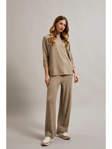 Moodo Pantaloni cu nervuri și fir metalic bej Moodo