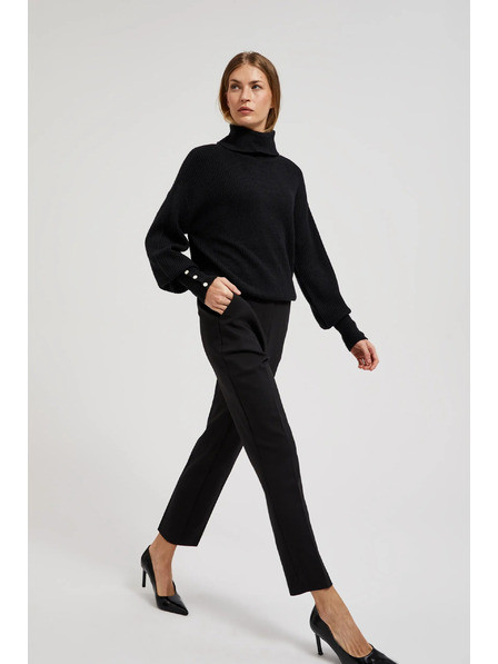 Moodo Pantaloni eleganți negri cu cute Moodo