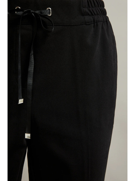 Moodo Pantaloni negri cu talie dreaptă și curea Moodo