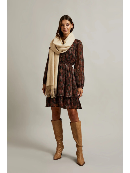 Moodo Șal neted bej cu franjuri Moodo