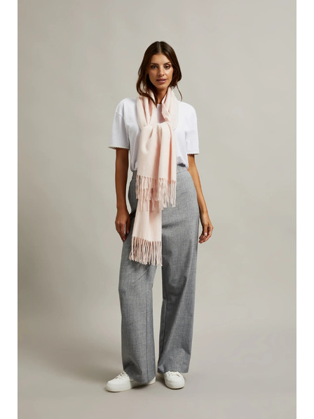 Moodo Șal neted roz cu franjuri Moodo