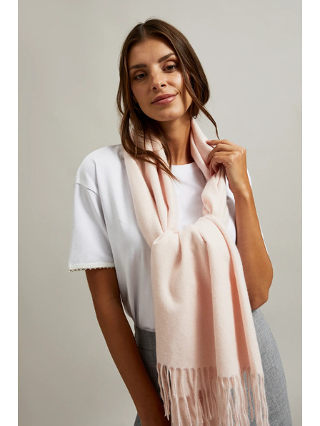 Moodo Șal neted roz cu franjuri Moodo