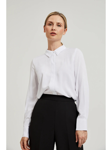 Moodo Cămașă din viscoză cu guler albă Moodo