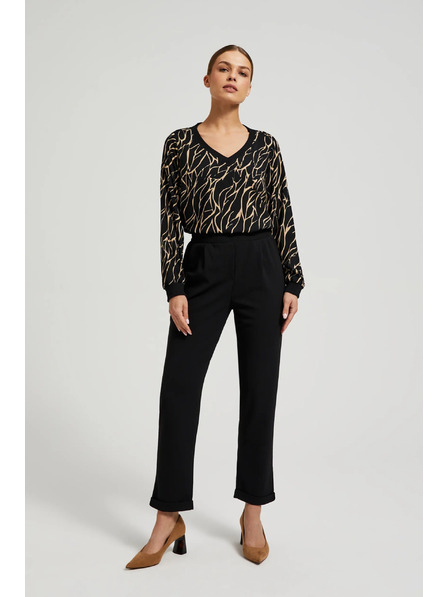 Moodo Cămașă din viscoză cu decolteu în V neagră Moodo