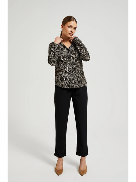 Moodo Cămașă cu model și mâneci lungi neagră Moodo