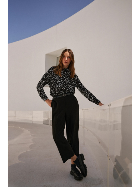 Moodo Cămașă neagră cu model și guler Moodo