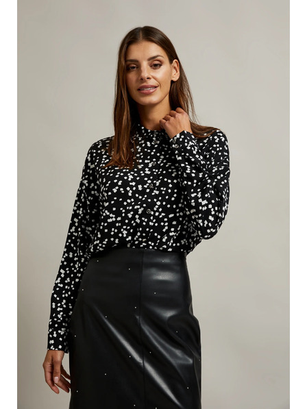 Moodo Cămașă neagră cu model și guler Moodo