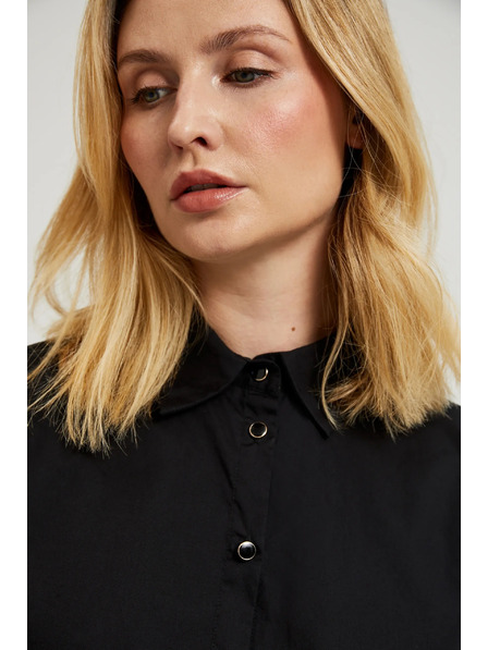 Moodo Cămașă netedă cu mânecă lungă neagră Moodo