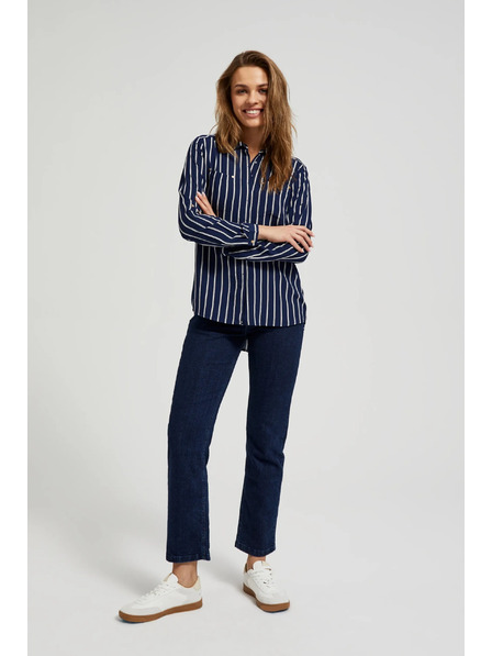 Moodo Cămașă dungi albastru închis cu buzunare Moodo
