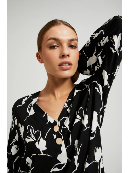 Moodo Cămașă neagră cu imprimeu floral Moodo
