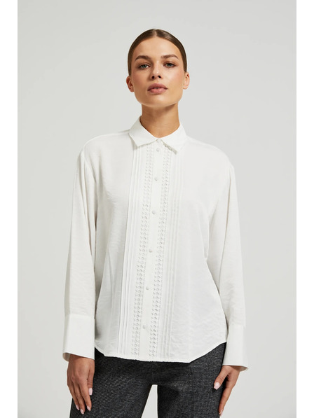 Moodo Cămașă elegantă din viscoză albă Moodo