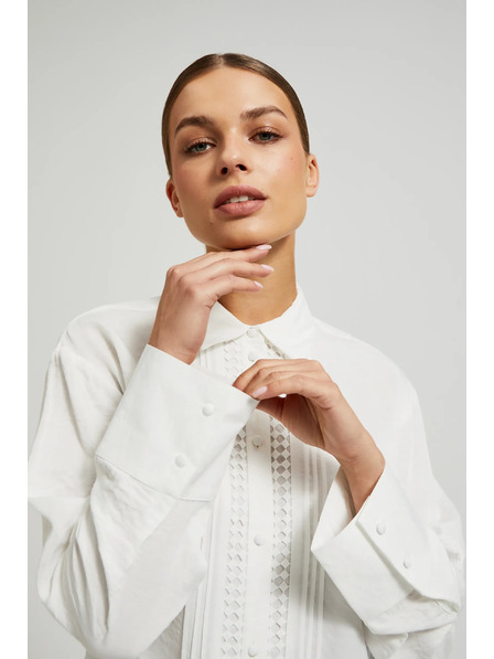 Moodo Cămașă elegantă din viscoză albă Moodo