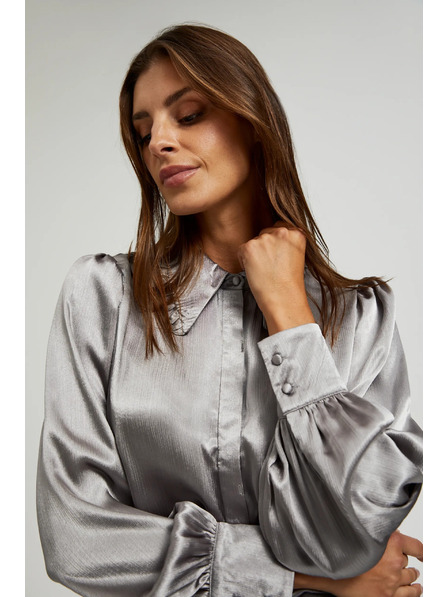 Moodo Cămașă argintie cu mâneci plisate Moodo