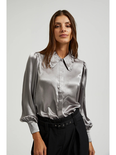 Moodo Cămașă argintie cu mâneci plisate Moodo