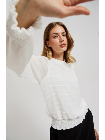 Moodo Cămașă elegantă albă cu mâneci plisate Moodo