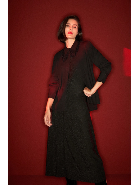 Moodo Bluză neagră cu mărgele cusute manual Moodo