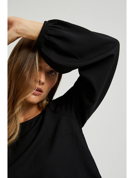 Moodo Cămașă neagră cu dantelă și mâneci bufante Moodo