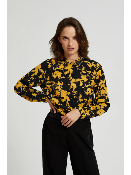 Moodo Cămașă din viscoză cu imprimeu și guler galbenă Moodo
