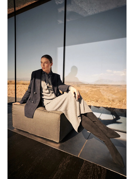 Moodo Fustă midi tricotată gri Moodo