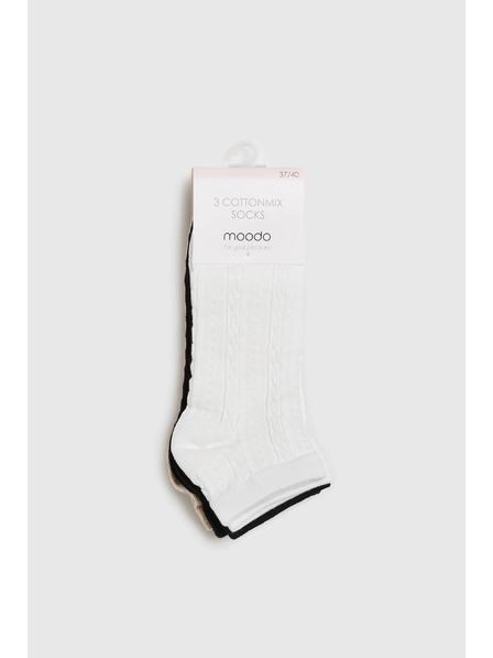 Moodo 3 perechi de șosete negru, alb și bej Moodo