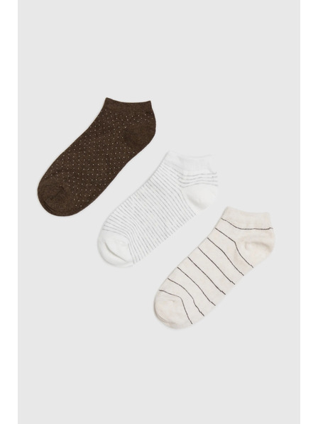 Moodo 3 perechi de șosete maro, bej și dungi Moodo