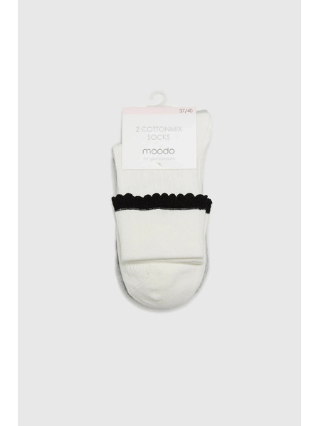 Moodo 2 perechi de șosete lungi gri și alb Moodo