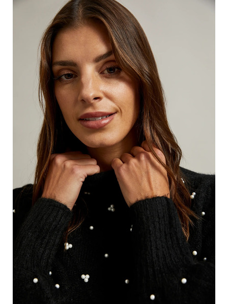 Moodo Pulover negru decorat cu mărgele Moodo