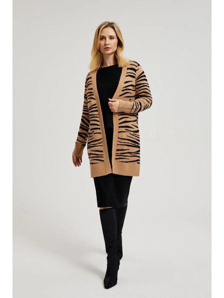 Moodo Cardigan bej cu mâneci lungi și model animal Moodo