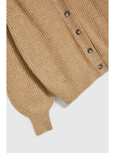 Moodo Cardigan bej cu nasturi și mâneci bufante Moodo