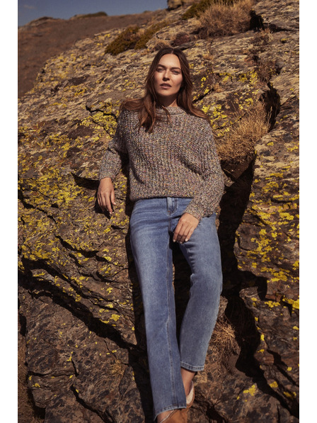 Moodo Pulover decorat cu fir colorat gri Moodo