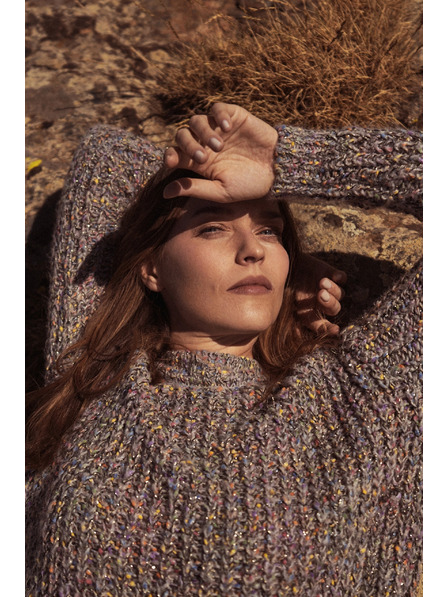 Moodo Pulover decorat cu fir colorat gri Moodo