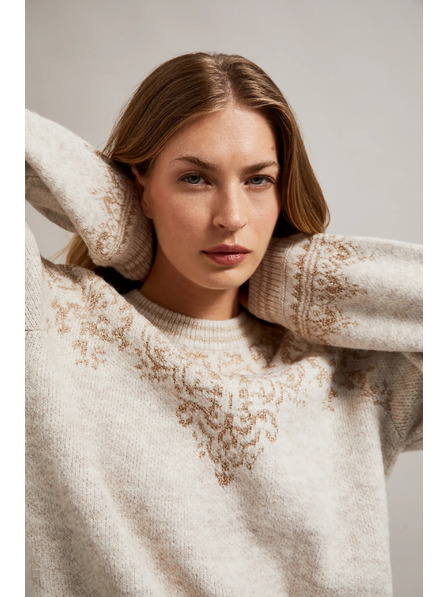 Moodo Pulover decorat cu fir strălucitor bej Moodo