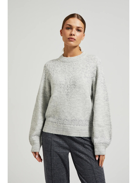 Moodo Pulover decorat cu fir strălucitor gri Moodo