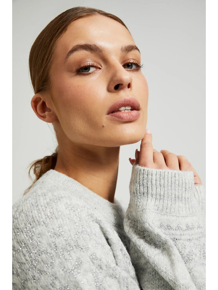 Moodo Pulover decorat cu fir strălucitor gri Moodo