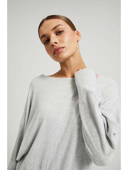 Moodo Pulover neted cu mâneci lungi gri Moodo