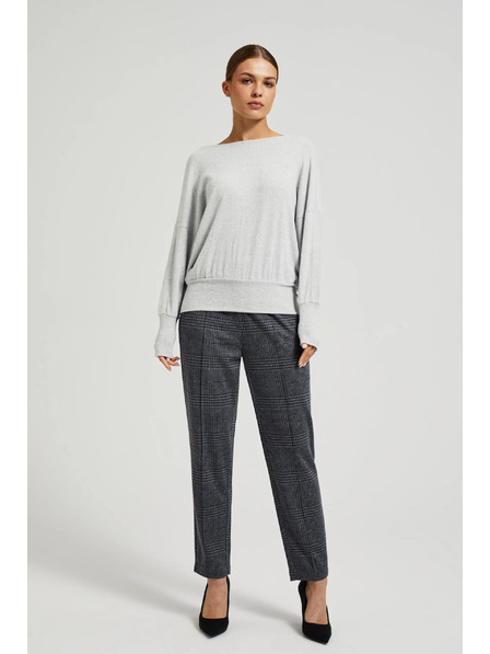 Moodo Pulover neted cu mâneci lungi gri Moodo