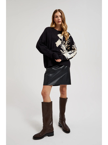 Moodo Pulover cu model și croială lejeră negru Moodo