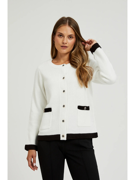 Moodo Pulover cu nasturi decorativi alb Moodo