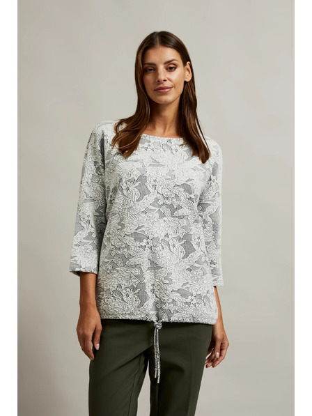 Moodo Pulover cu model floral și mâneci 3/4 alb Moodo