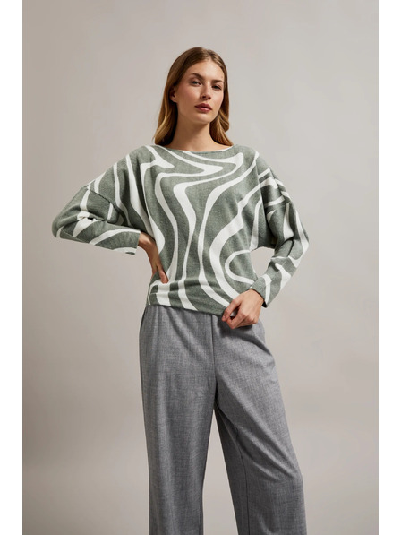 Moodo Bluză cu model geometric și mâneci lungi măslinie Moodo