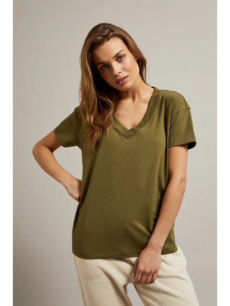 Moodo Tricou cu decolteu în V măsliniu Moodo