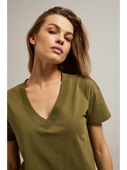 Moodo Tricou cu decolteu în V măsliniu Moodo