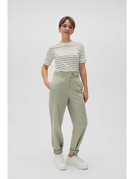 Moodo Bluză olive cu dungi și guler rotund Moodo