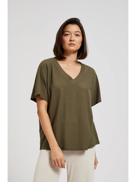 Moodo Bluză olive cu decolteu în V Moodo