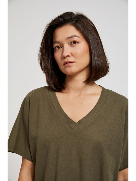 Moodo Bluză olive cu decolteu în V Moodo