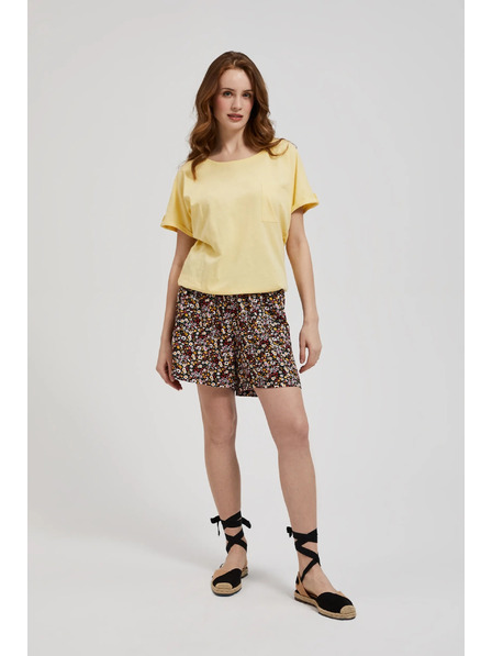 Moodo Tricou galben cu buzunar și mâneci bufante Moodo