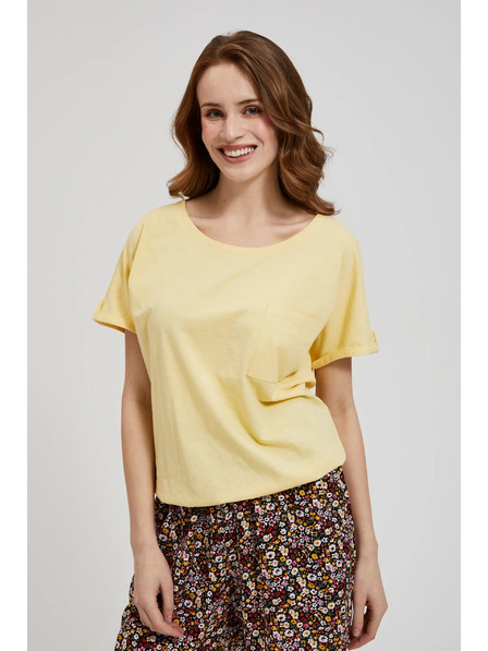 Moodo Tricou galben cu buzunar și mâneci bufante Moodo