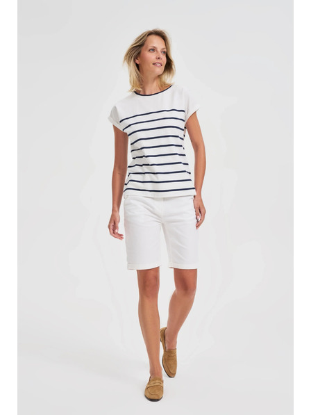 Moodo Pantaloni scurți din bumbac cu curea albi Moodo