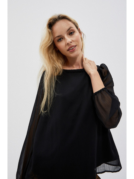 Moodo Bluză neagră de damă cu mâneci bufante Moodo