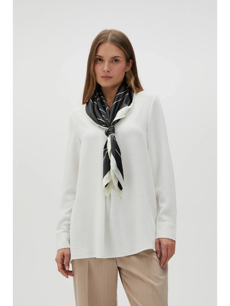 Moodo Eșarfă cu model pentru femei albă și neagră Moodo